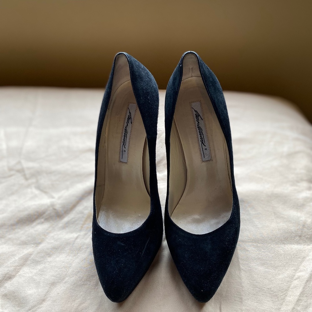 Brian Atwood black suede pumps